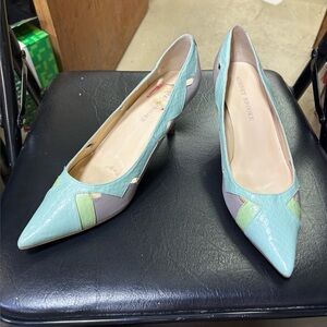 Audrey Brooke Mint, Aqua and Gray Heels Pumps. Size 9.5